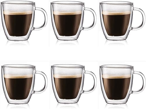 Miniatura 5 de Juego de 6 tazas de café con aislamiento ultra transparente de doble pared, tazas de té verde moca, tazas de té negro, vidrio de borosilicato real