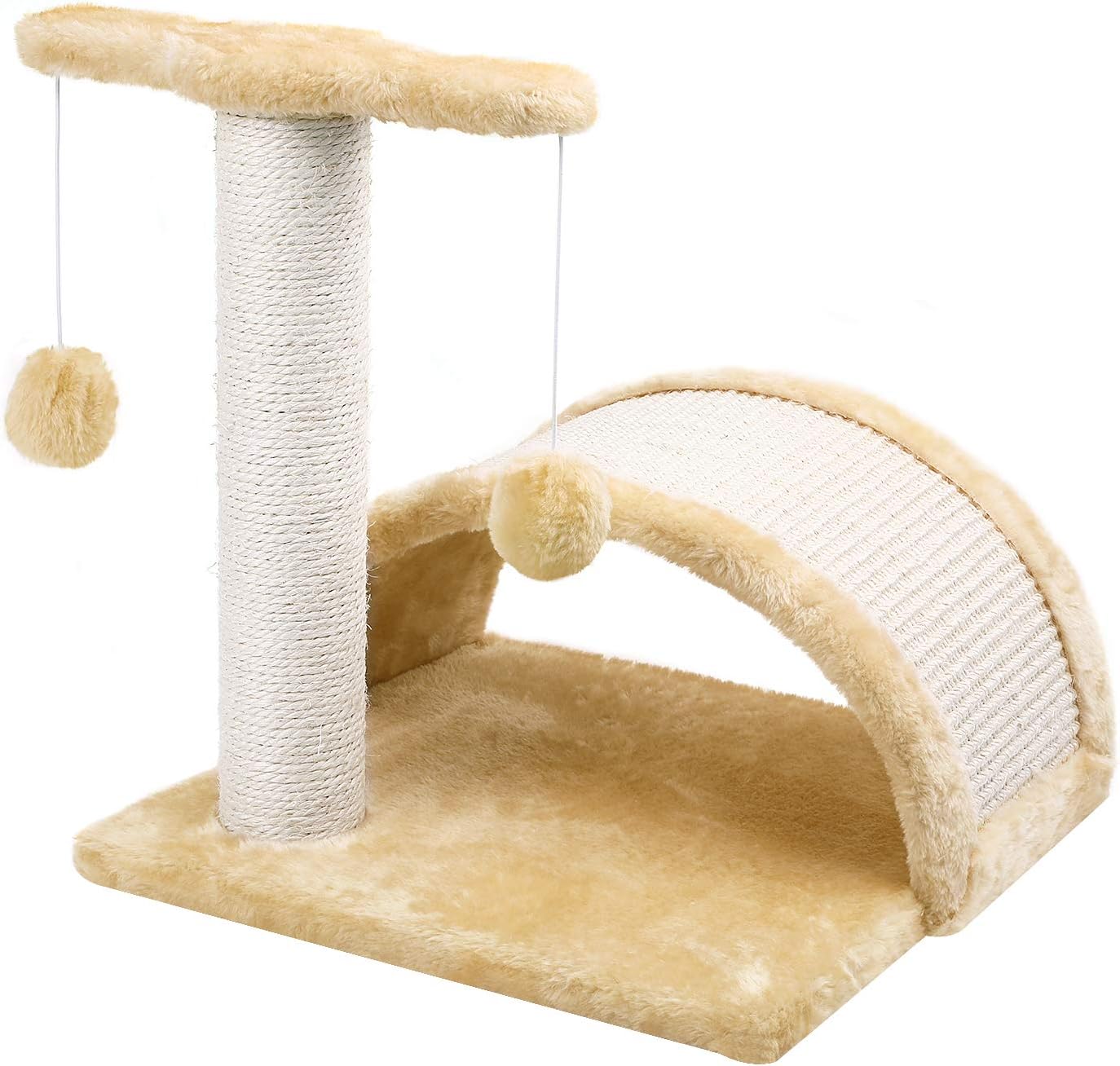 TOYSBOOM Cat Scratching Post for Indoor Cats - 3 in 1 Cat Scratcher with Natural Sisal Scratch Bridge and Intractive Toy Balls - 15"