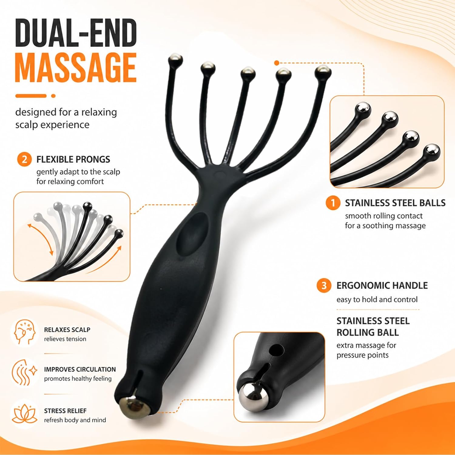 2PK Head Massager,Scalp Scratcher Comb,Deep Relaxation Stress Relief Tool