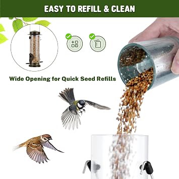 Urban Deco Hanging Bird Feeders for Small Birds Outdoors, 2-Pack, Coffee