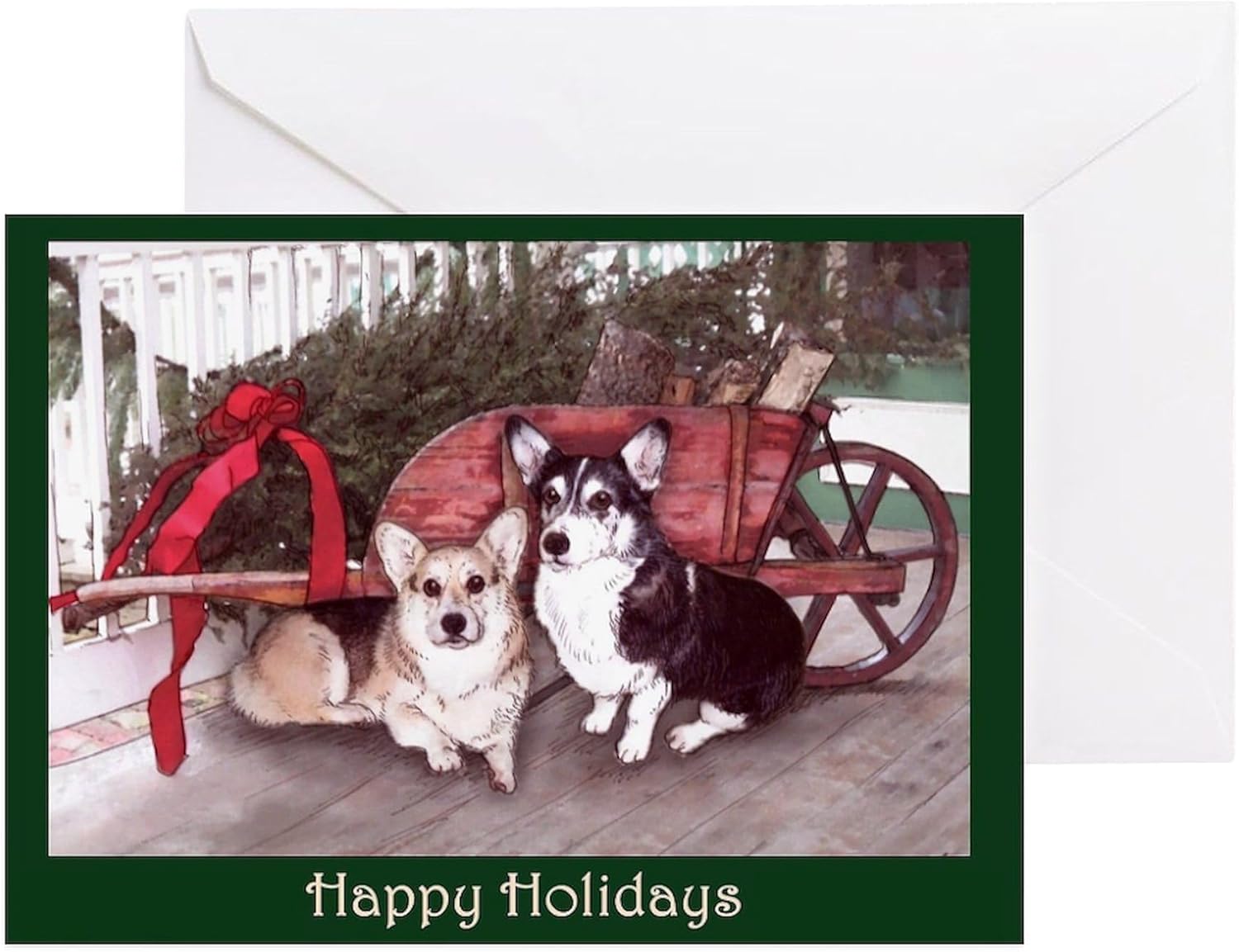CafePress Pembroke Welsh Corgi Christmas Cards (10 Pk) Folded Greeting Cards (10-pack) Matte