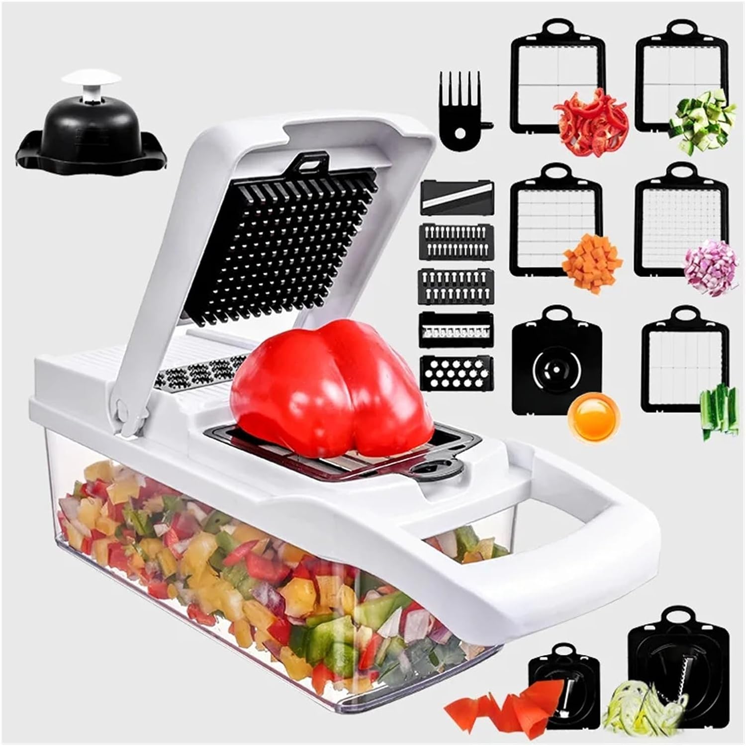 Vegetable Cutter Multifunctional Kitchen Tool, 5-in-1 Food Chopper for Tomato Carrot Cheese Onion, Handheld Slicer Dicer Grater
