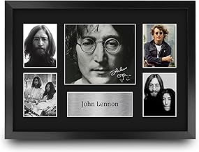 HWC Trading John Lennon The Beatles 16 x 12 inch (A3) Printed Gifts Signed Autograph Picture for Music Memorabilia Fans - 16" x 12" Framed