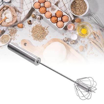 Egg Beaters, Stainless Steel Hand Egg Beater Semi Automatic Egg Mixer Easy to Clean for Restaurants for Bakeries for Family Kitchens