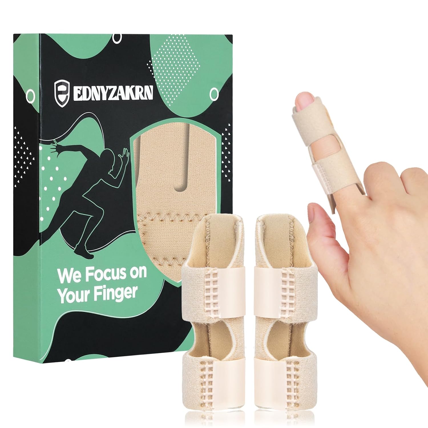 Finger Splint, Beige, One Size, 2 Count | Trigger Finger, Broken Finger, Arthritis, Straightening Support, Index Middle Ring Finger
