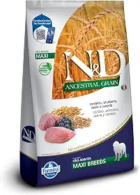 N&D Ancestral para Cães Adultos de Raças Grandes e Gigantes Sabor Cordeiro, Blueberry, Aveia e Cevada 10,1Kg