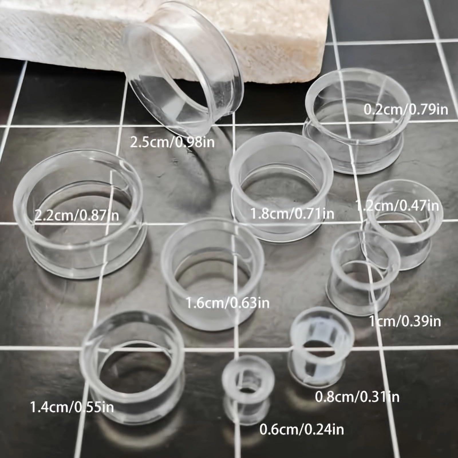 2 sztuki czarnych prostoty akryl Double Flare zatyczki do uszu tunele piercing do ciała biżuteria 2 g (6 mm)