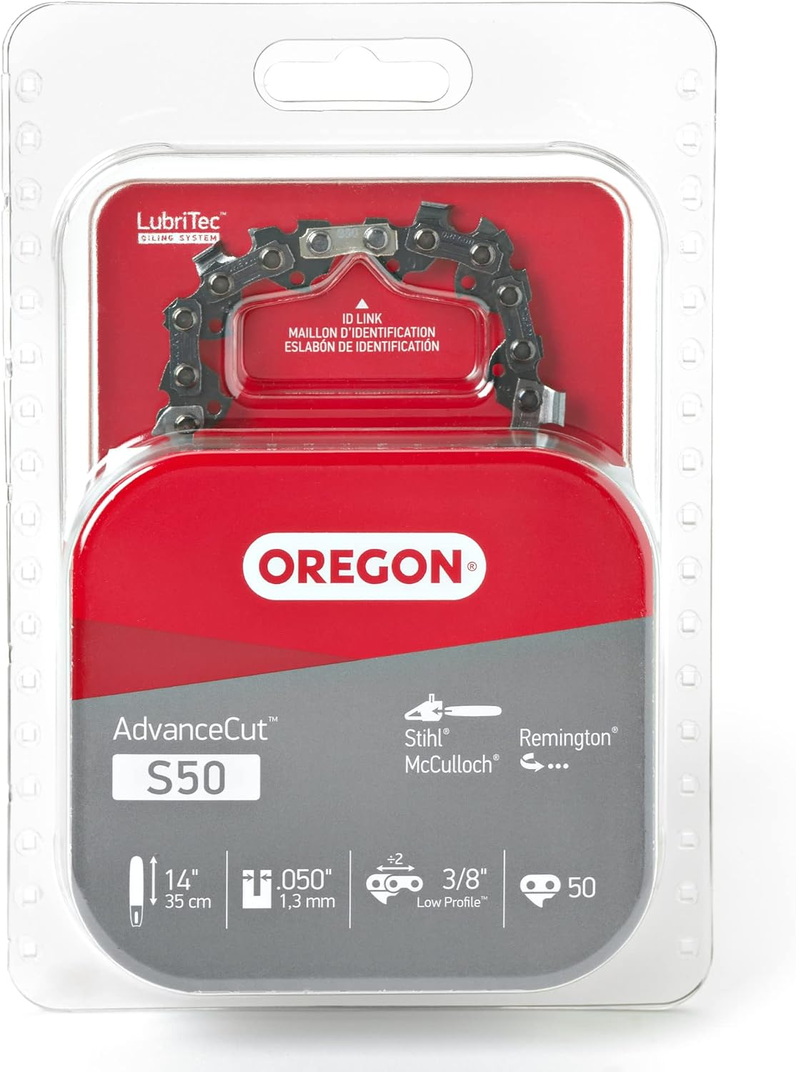 Oregon S50 AdvanceCut Replacement Chainsaw Chain for 14-Inch Guide Bar, 50 Drive Links, Pitch: 3/8" Low Profile, .050" Gauge, Low Vibration, Fits Various Stihl Models