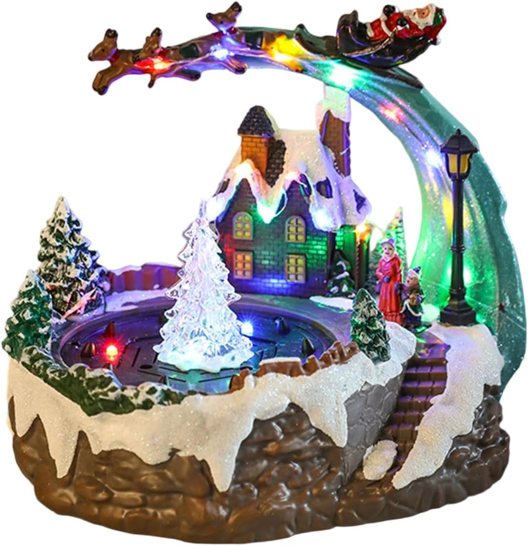 Musical Water Spring Christmas Deck Whirling Rosin Decoration with Constructed in Radiances and Sound Musical Christmas Rosin Decoration