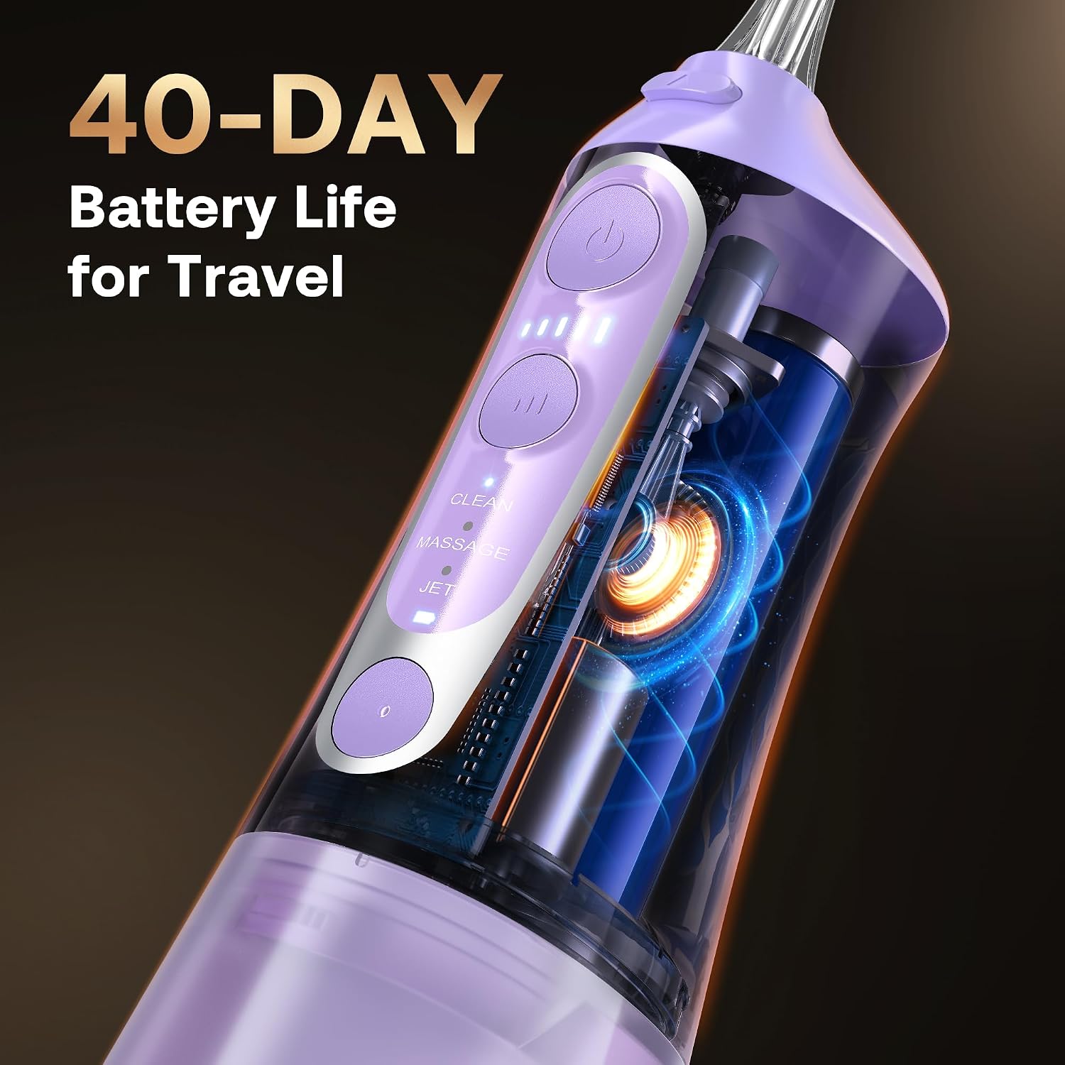 Bitvae Water Dental Flosser Teeth Pick, Cordless Flosser for Travel with 6 Jet Tips, 3 Modes 5 intensities, IPX7 Waterproof Portable & Rechargeable Oral Irrigator Cleaner, Purple