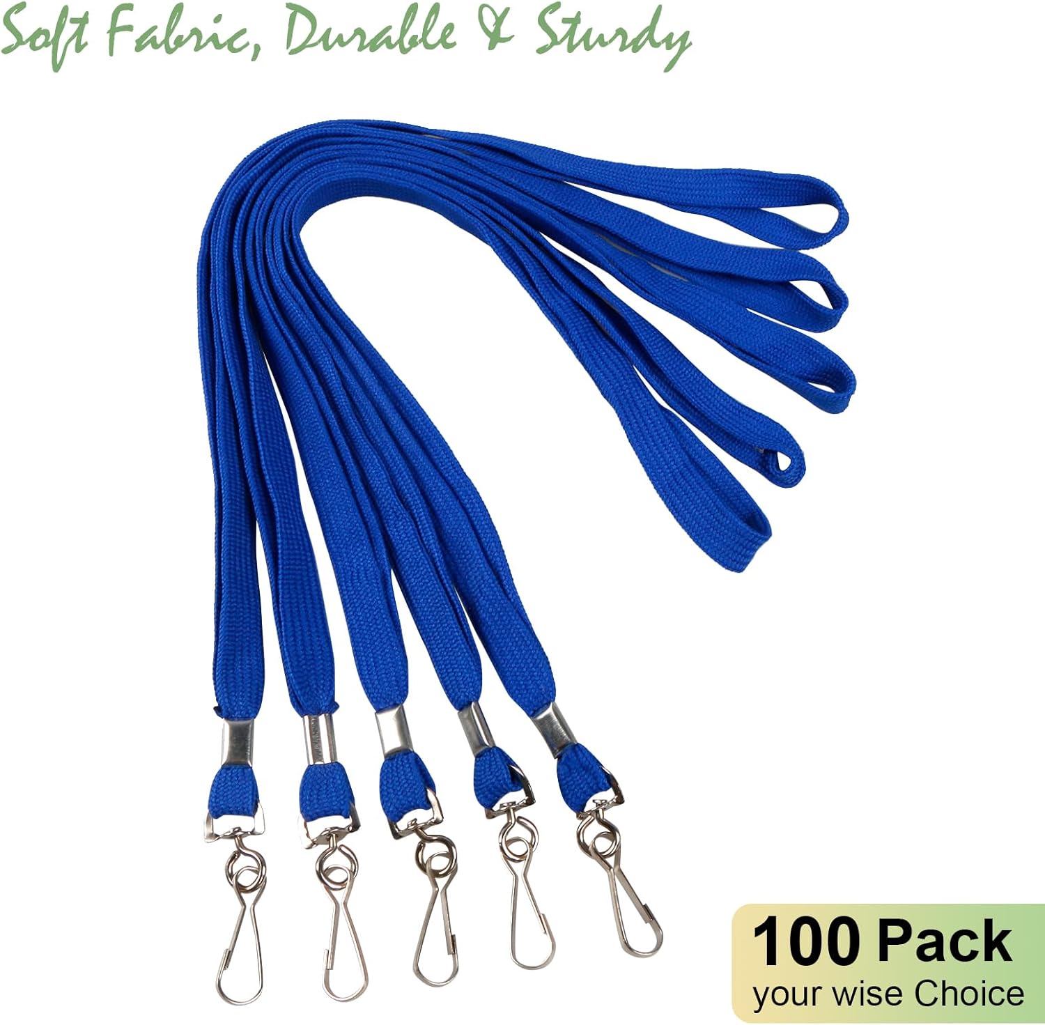 100 Pack Blue Lanyards for ID Badges Bulk, Flat Lanyard With Swivel J-Hook Clip for Office, School - Image 4