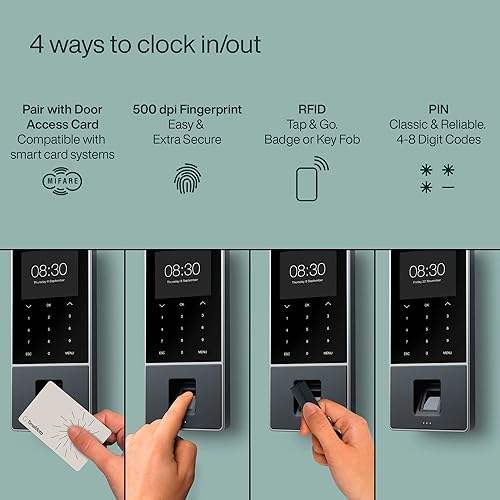 Miniatura 2 de TM-828 SC Reloj de tiempo para empleados con sensor de huellas dactilares, empareja con tarjetas de acceso sin contacto, insignia RFID, PIN, 2000