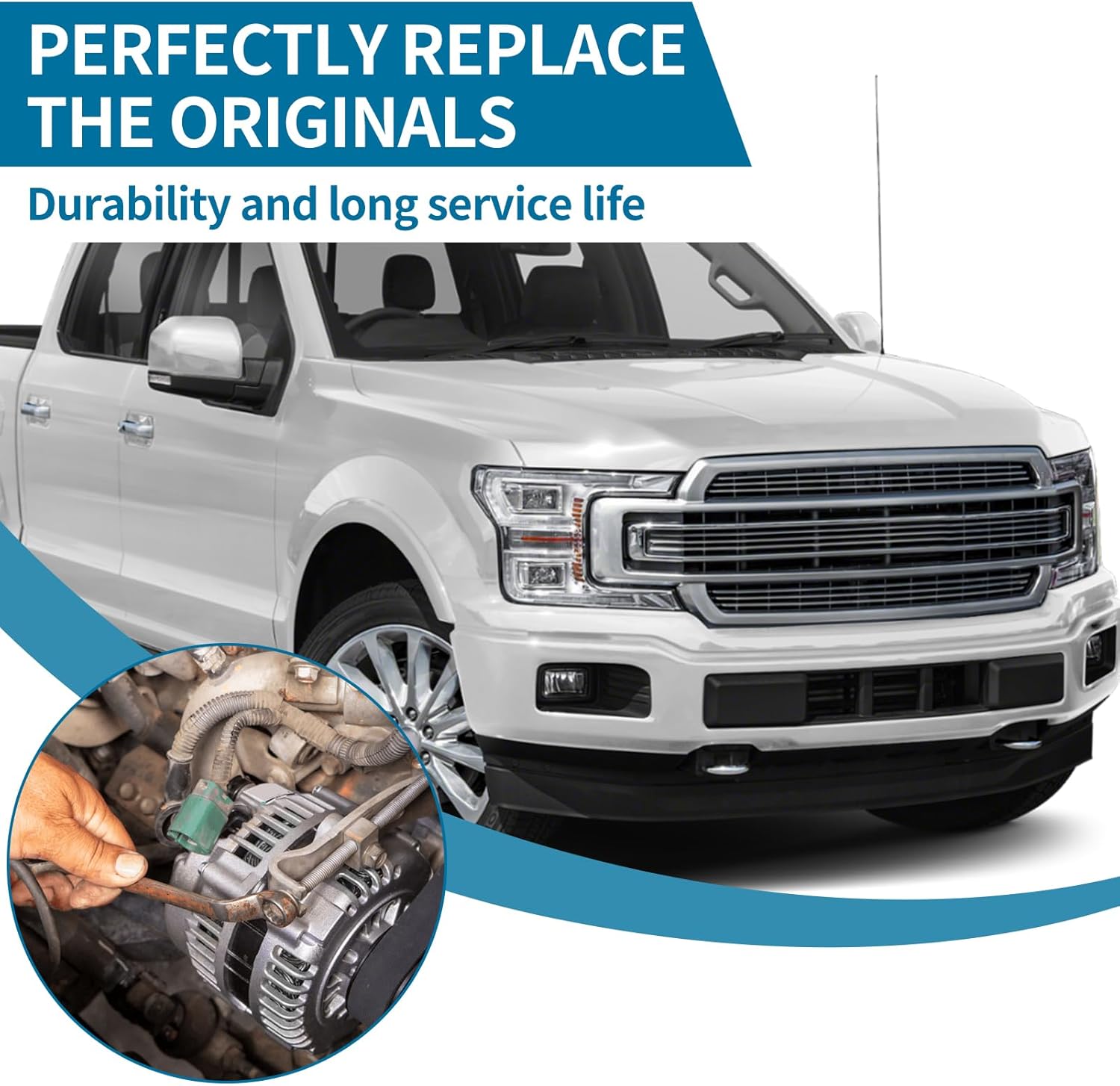 Alternator Compatible with F-150 F150 2015-2020 2.7L 3.5L 12V 215A 6-Groove Decoupler Pulley Clockwise Replace FL3Z-10300-FA FL3Z-10346-B FL3Z-10346-A HL3T-10300-AA 44005N