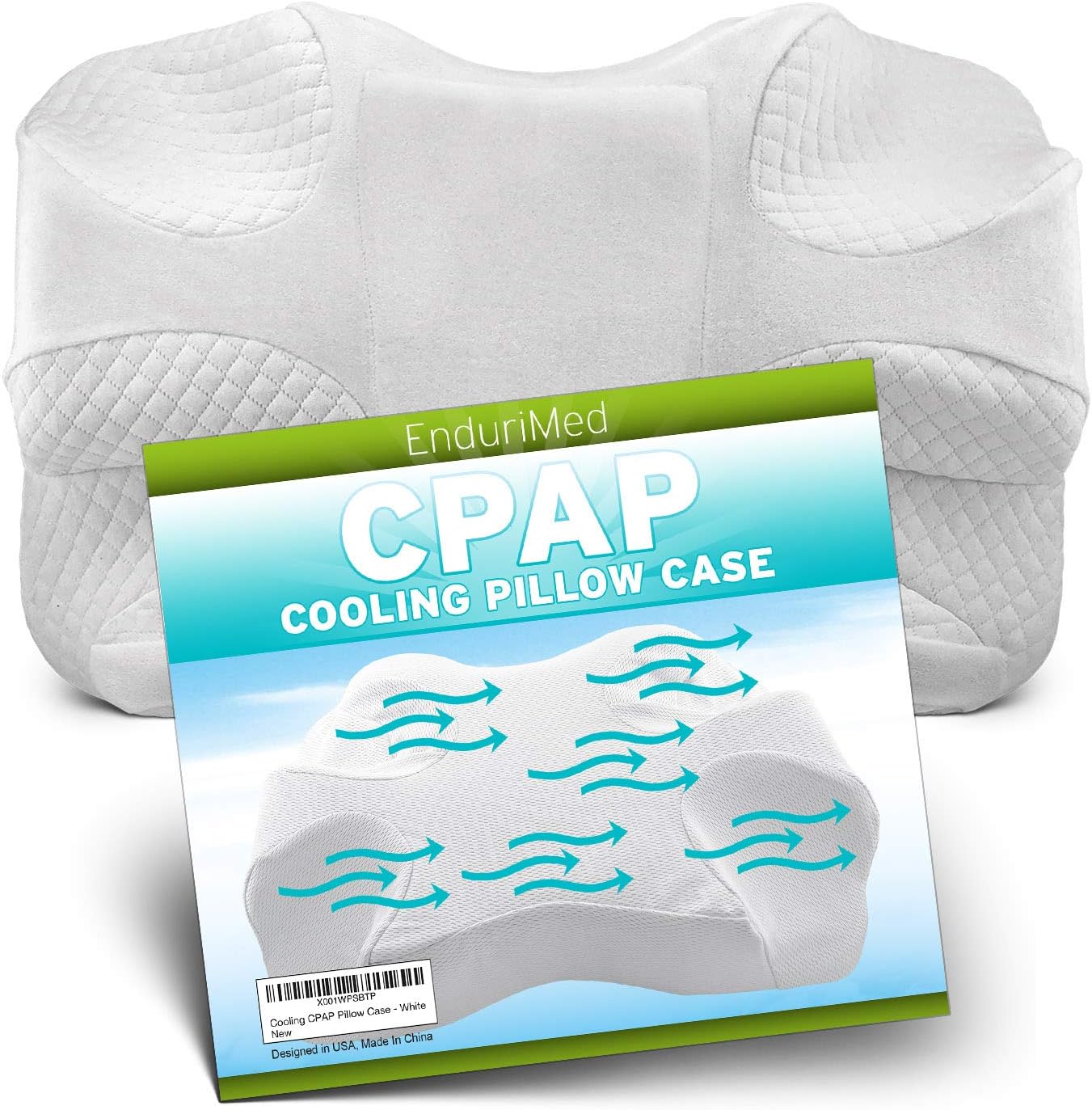 CPAP Pillow w/Extra Cooling Mesh Pillow Case (White) - Memory Foam Contour Design Reduces Face & Nasal Mask Pressure - 2 Head & Neck Rests for Max Comfort
