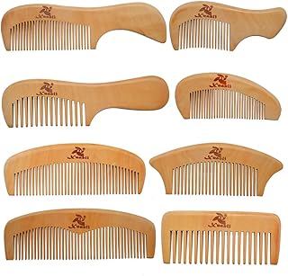 Xuanli® 8 Pcs The Family Of Hair Comb set - Wood with Anti-Static & No Snag Handmade Brush for Beard, Head Hair, Mustache With Gift Box (S021)