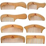Xuanli 8 Pcs The Family Of Hair Comb set - Wood with Anti-Static & No Snag Handmade Brush for Beard, Head Hair, Mustache With Gift Box (S021)