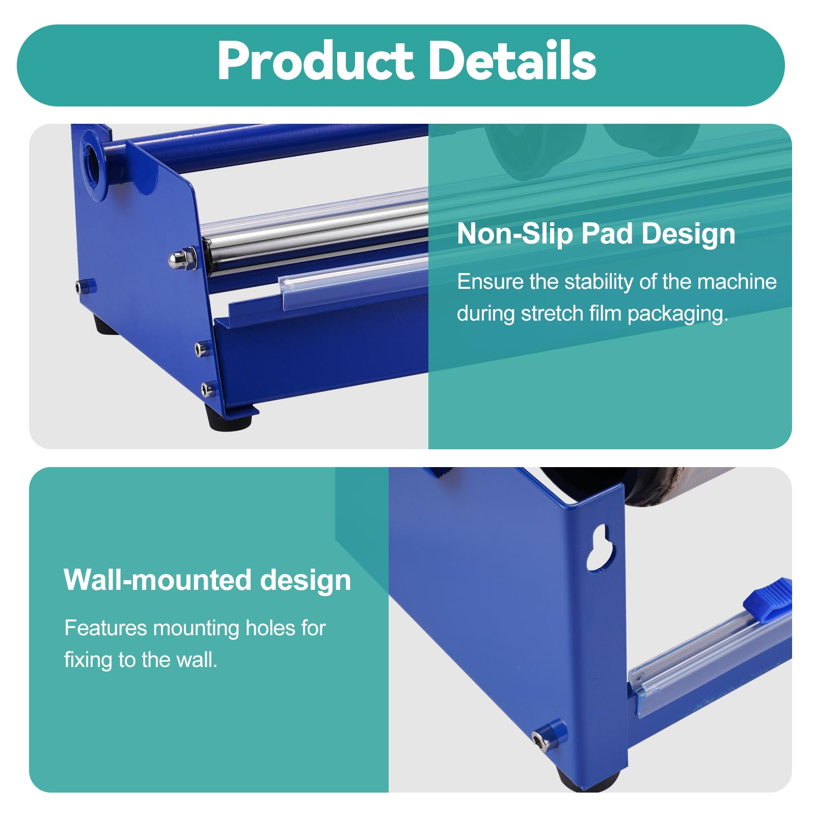 YJINGRUI Máquina envolvedora con dispensador de film estirable, Máquina envasadora manual de film deslizante, adecuada para películas de hasta 50 cm (19,5 pulgadas)