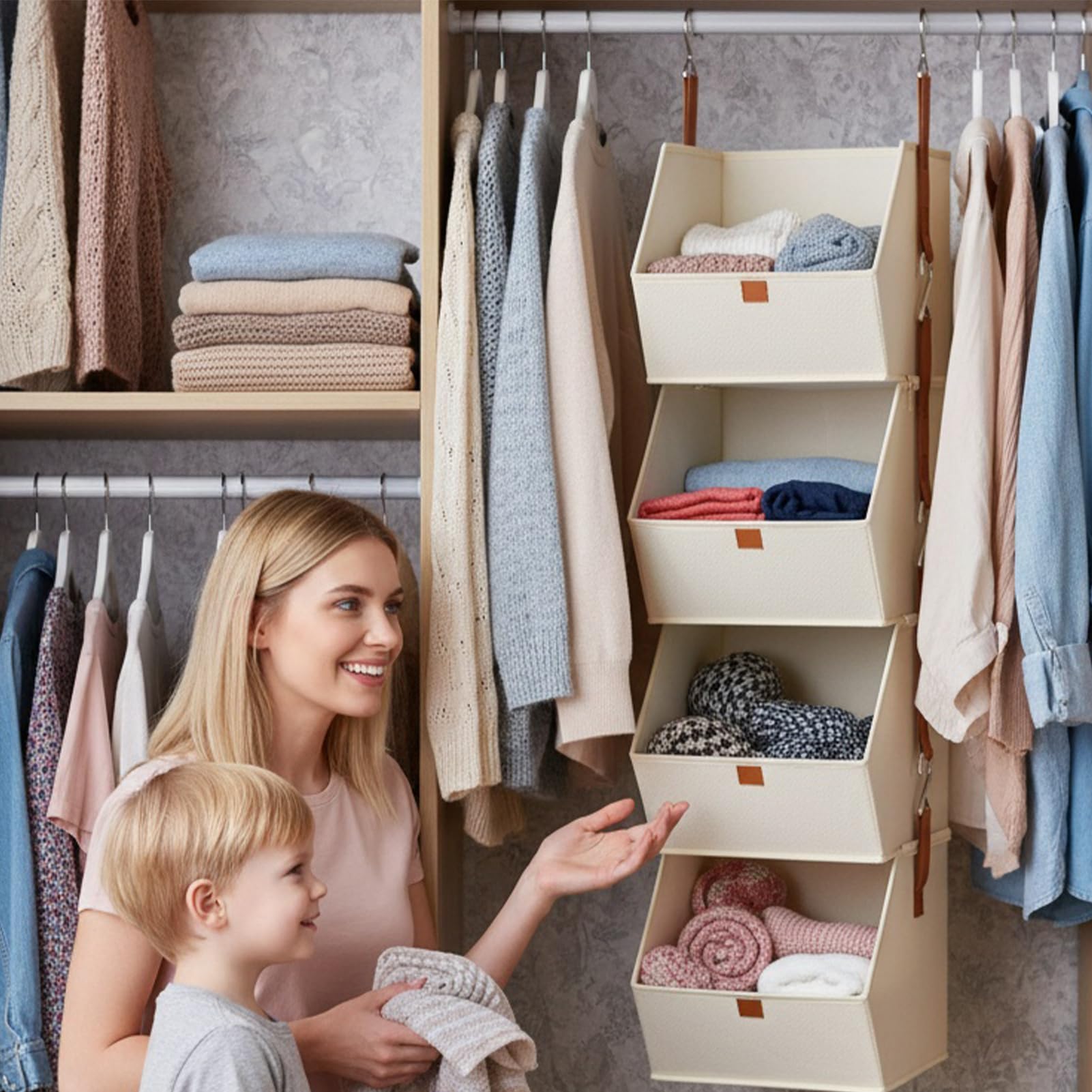 Tür-Organizer, 4-stöckig, hängbar, Schrank-Aufbewahrungsregal, Oxford-Stoff, Kleider-Organizer für Wohnung, Schlafzimmer, Schlafsaal, Kinderzimmer, Büro, Garage