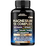 Magnesium Supplement - 5 in 1 Complex | Glycinate | Citrate | Malate | Taurate | Oxide - Made in USA - Stress, Muscle & Heart Support - Vegan, Natural, Non-GMO - 180 Capsules, 2 Month Supply