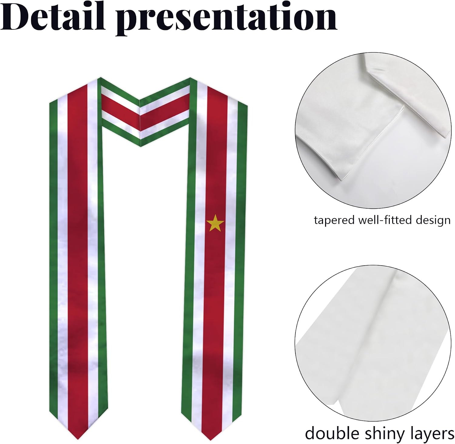 Graduation Sash Satin Scarf 72" Stole for Abroad Student International Study Class
