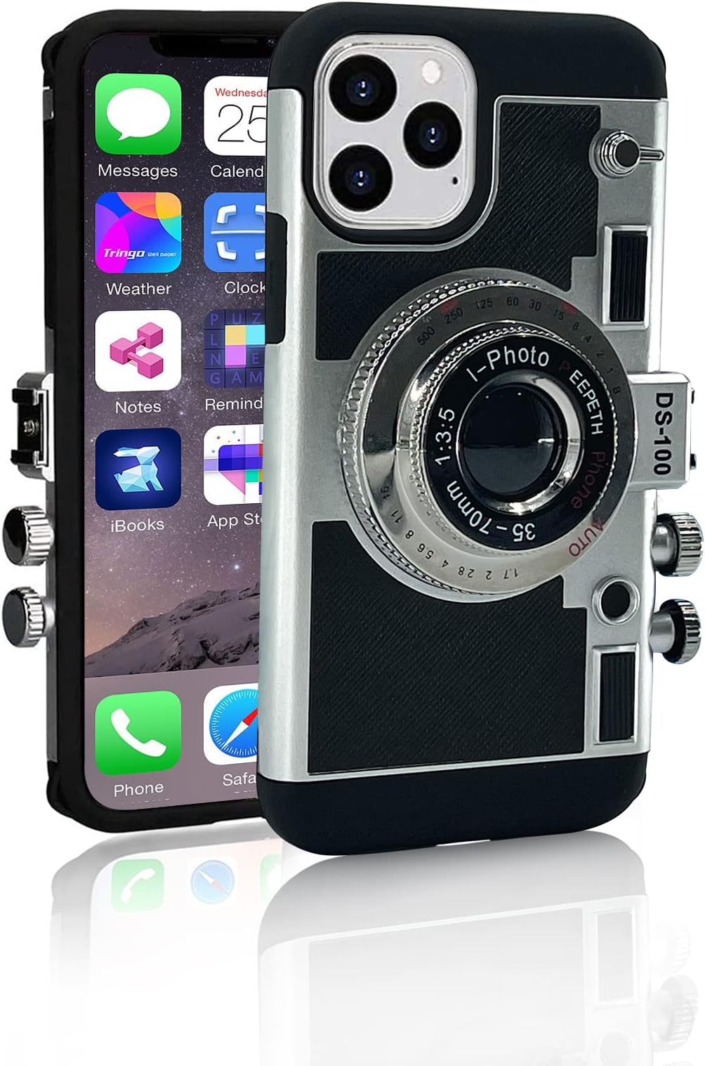Mscomft Emily in Paris Phone Case, Vintage Camera Design for iPhone 11/12/13 Pro Max, with Anti-Lost Lanyard