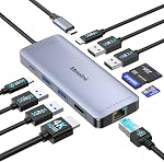USB C Station d'arrimage pour Ordinateur portable Dual Monitor, USB-C Adaptateur Hub Multiport 15 en 1 Dongle avec 2 HDMI, DisplayPort,100W PD,Ethernet,2 USB-C 10Gbps,5 USB-A,SD/TF, USBC Dock pour MacBook/Dell/HP/Lenovo