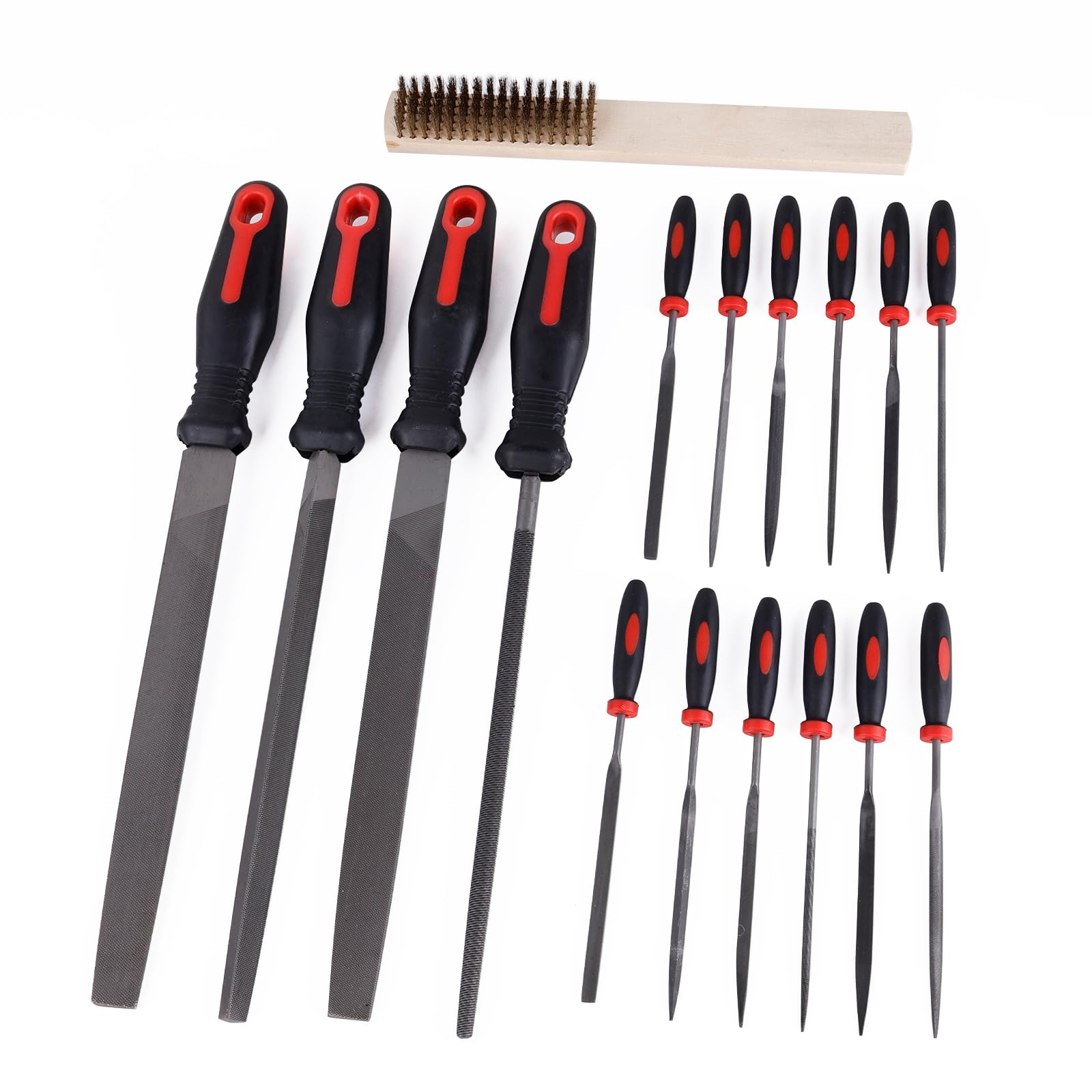 Set di 17 lime metalliche, limette piatte, semirotonde, triangolari e diamantate, 12 lime ad ago per metallurgia e lavorazione del legno TS/CD-01