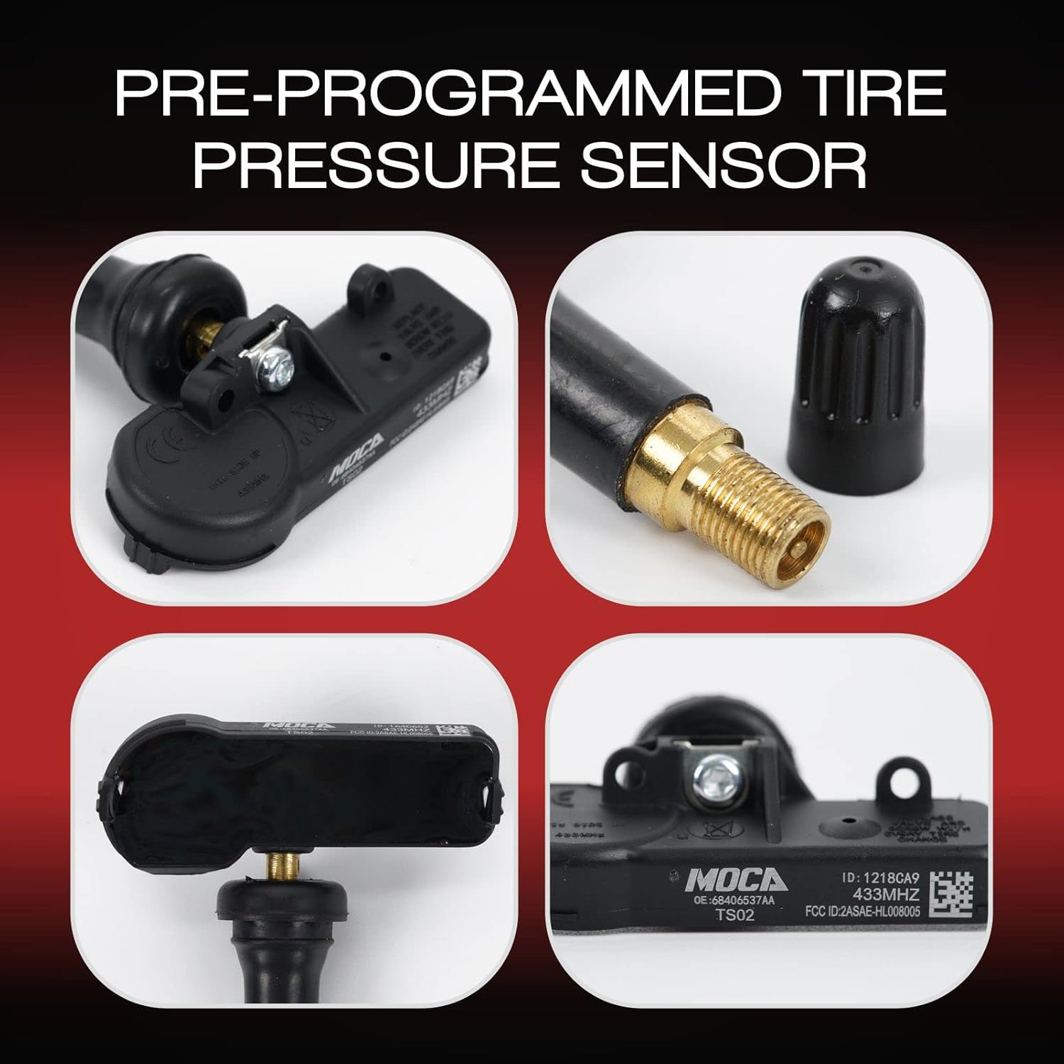 MOCA 68406537AA TPMS Sensor fit 10-21 for Dodge Challenger, 11-15 for Ram 1500, 10-21 for Chrysler 300, 11- for Jeep Grand Cherokee, 12- for Fiat 500 3.6L/5.7L/6.7L/1.4L/2.4L/4.7L 433 MHz