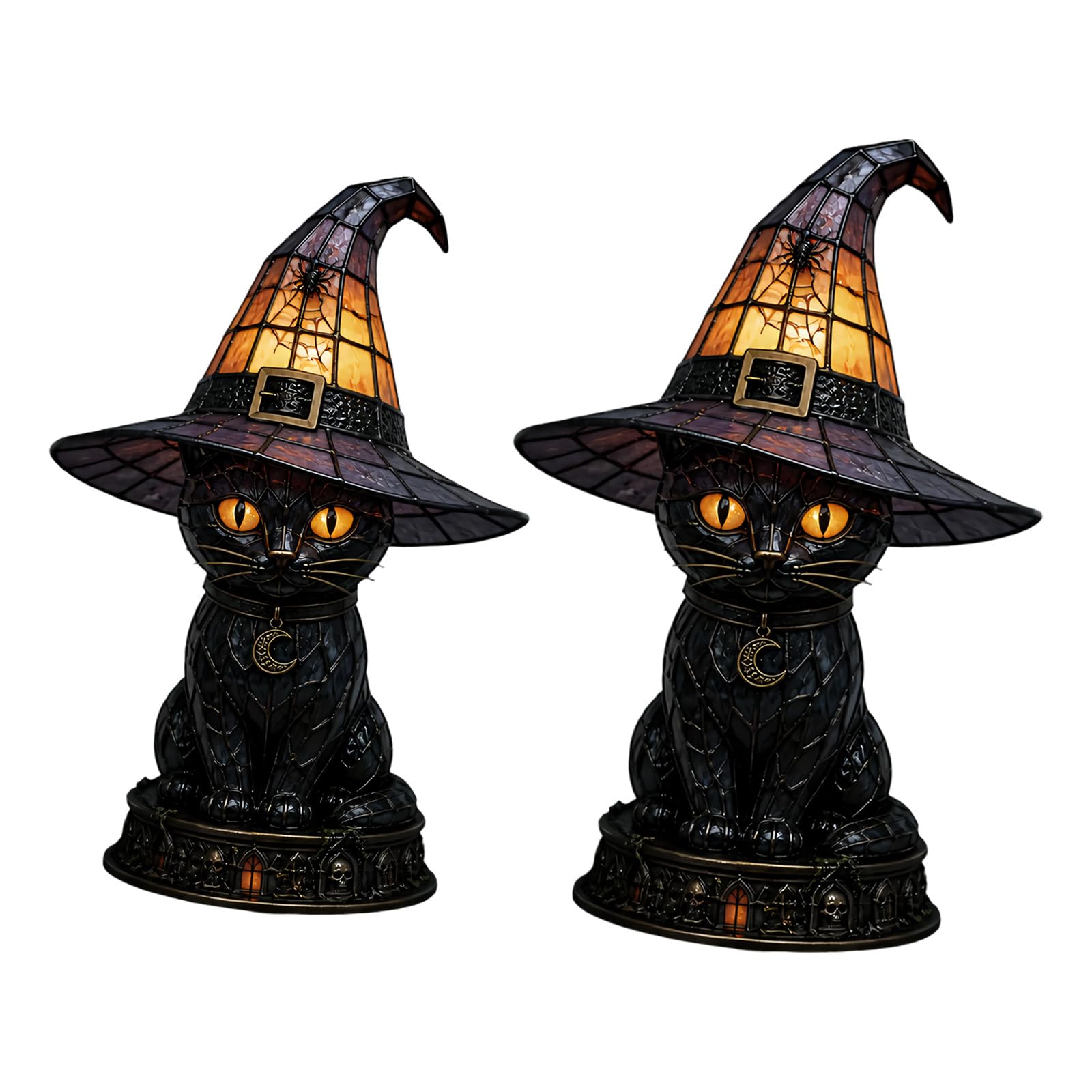 Drtlpmb Multicolor Halloween Accent Lamp, Black Night Light With Warm Glow For Tabletop, Mantel, Bedroom Seasonal Decor Halloween Night Light Witch Hat Lamp Gothic Decor Warm Glow Tabletop Accent Autumn Room
