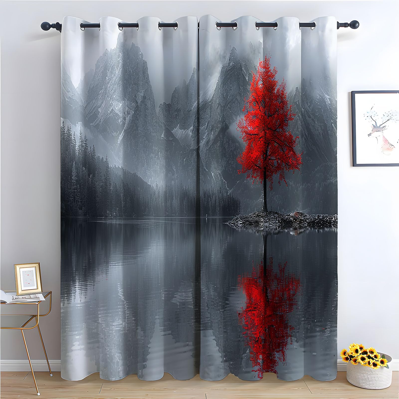 Rideaux jungle automne pour salon chaleureux isolés thermiquement H180
