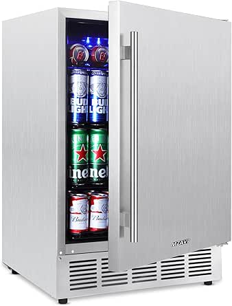 24-Inch Stainless Steel Outdoor Beverage Refrigerator with 180 Can Capacity