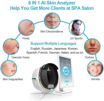 3D Skin Analysis Machine Professional Facial – AI Imaging 13.3-Inch Facial Moisture Analyzer, High-Definition Facial Diagnostic Tool for Salons & Spas, Multilingual Support,Black