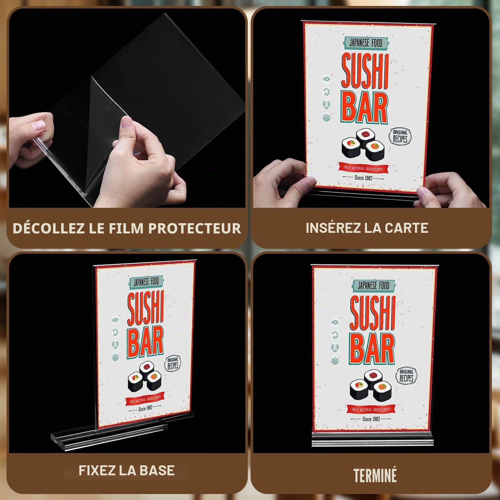 6 Pièces Présentoir de Table A4 - Porte Affiche - porte menu - Présentoir en Acrylique Transparent pour Menus,publicité,cadre photo,affichage,restaurant