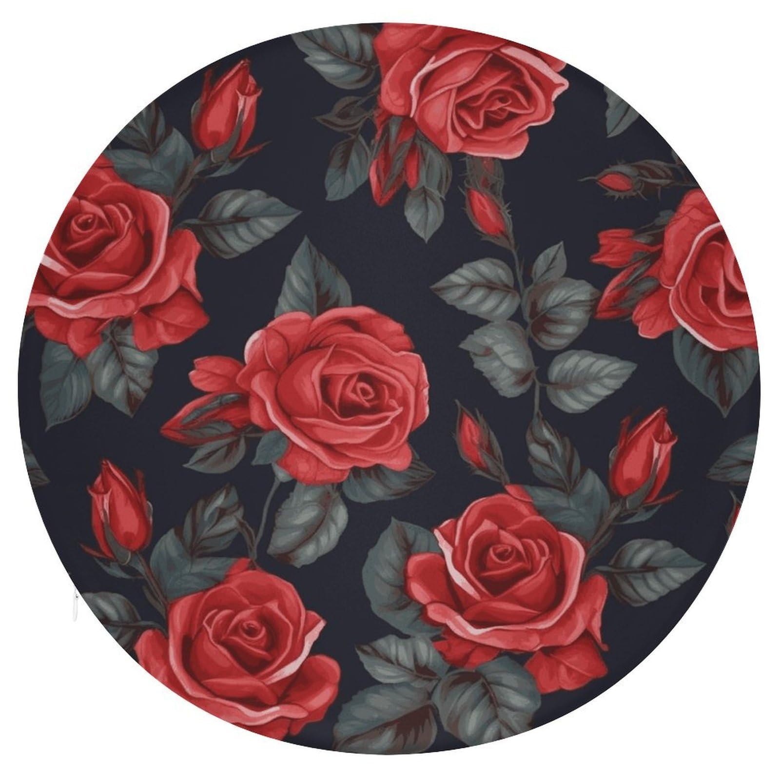Wsoihfec Style Beautiful Red Rose Flowers Seat Cushion Round Chair Pad