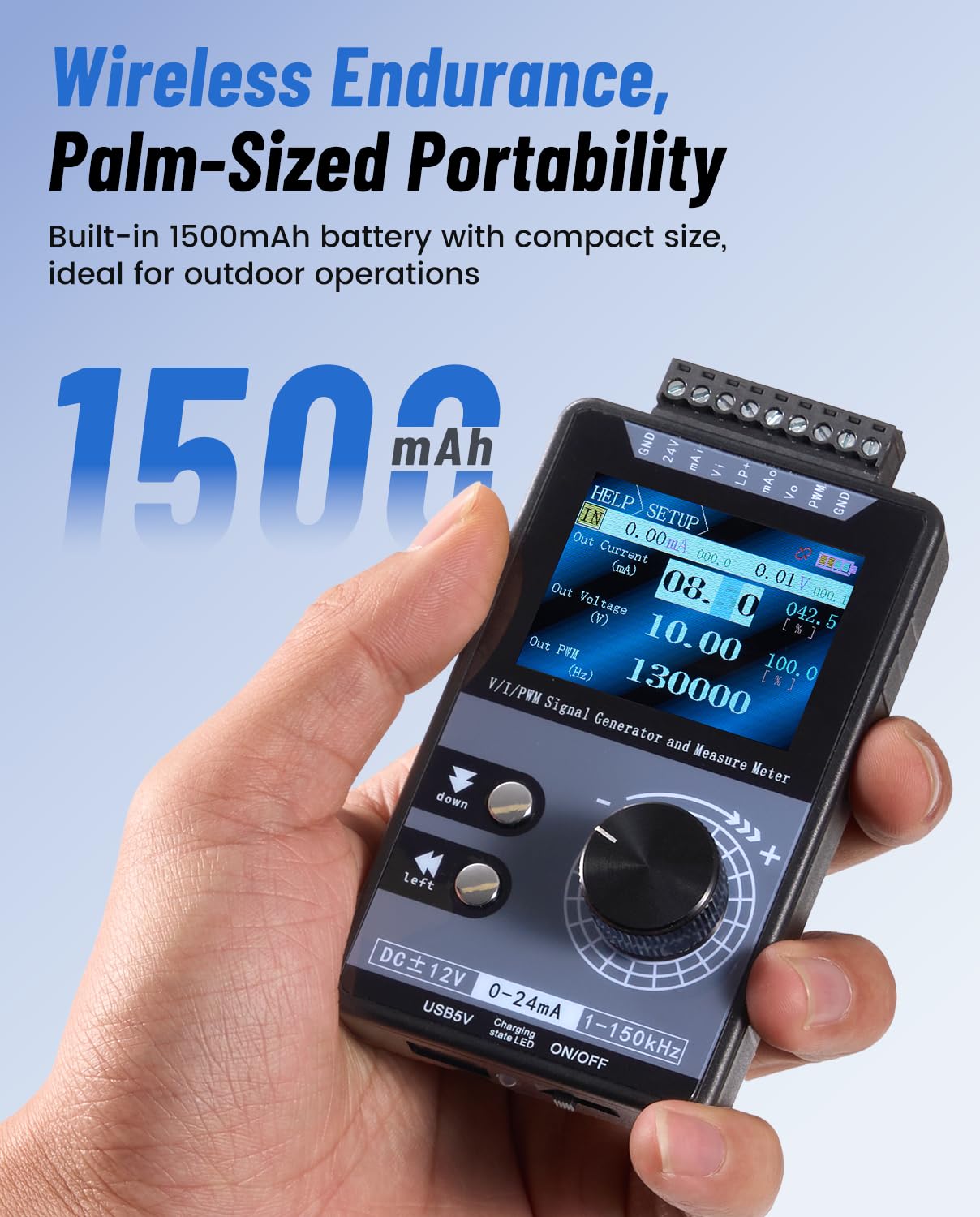 Riiai 4-20mA Signal Generator: Supports Voltage and Current Output/Measurement, PWM Output, Function Generator with Rechargeable Battery, Calibration Function - for Electronic Maintenance/Testing