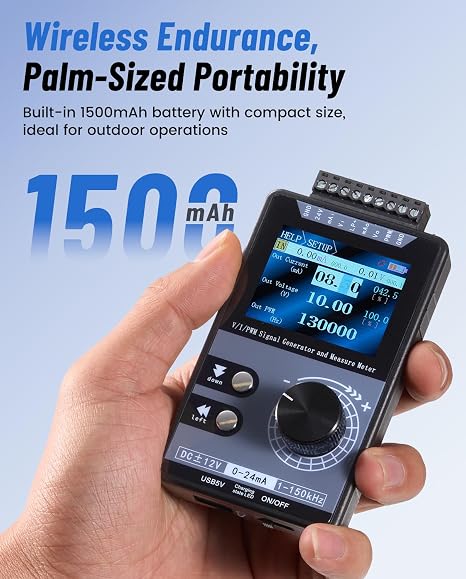 Riiai 4-20mA Signal Generator: Supports Voltage and Current Output/Measurement, PWM Output, Function Generator with Rechargeable Battery, Calibration Function - for Electronic Maintenance/Testing