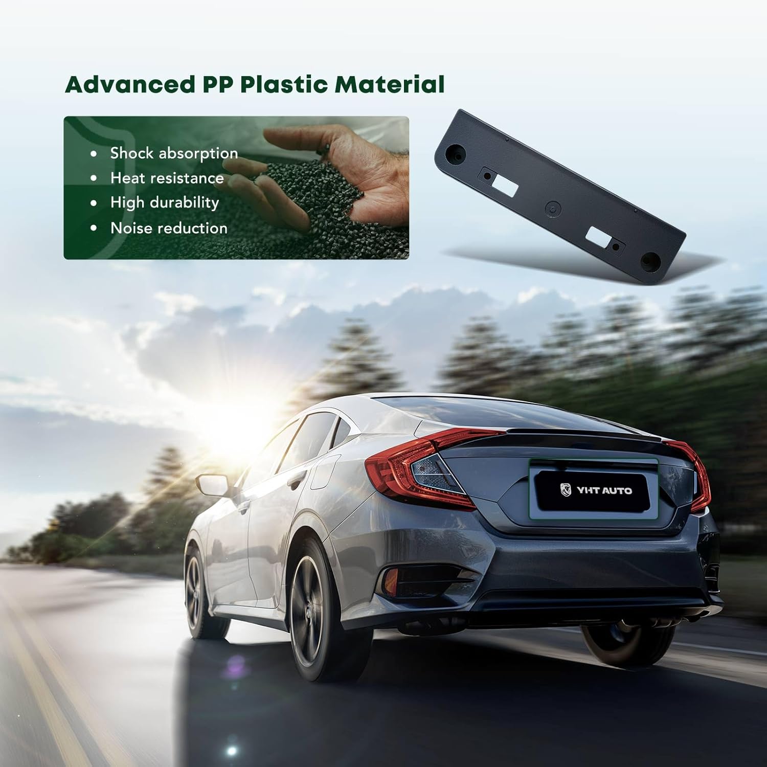 YHTAUTO Front License Plate Frame w/Screws Compatible with Scion tC 2014-2016 Coupe, PP Plastic Black Bumper License Plate Bracket, No Drill Licence Plate Holder