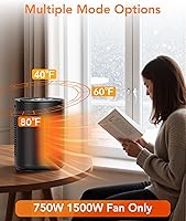 Vista 7 de ZAFRO Space Heater for Indoor Use, Portable Electric Heaters with Digital Display and Remote, 2025 Upgraded, 24H Timer, 5 Mode, Thermostat, 1500W
