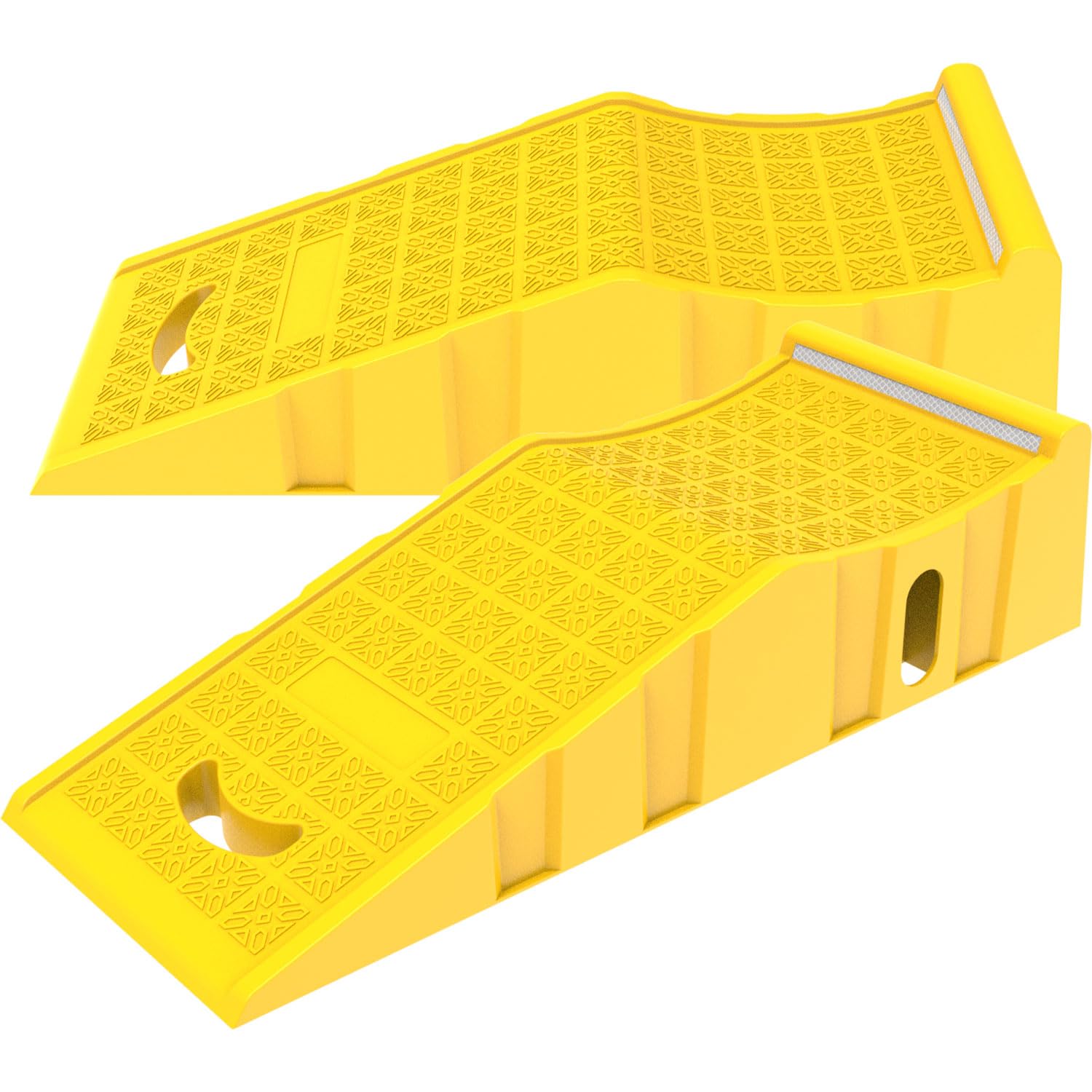 Lot de 2 rampes de camion extra lourdes, double butée de roue durable, rampes de service de sécurité pour stationnement de voiture, entretien de la maison, garage ou changement d'huile - 88,9