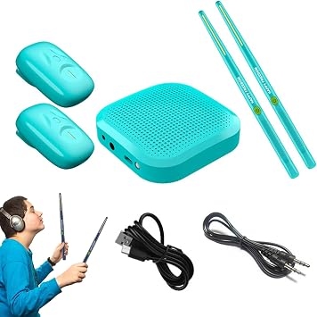 Electric Air Drum Set Air Drum Set Air Drumsticks with Pedal/Audio Adapter/AUX Cable and 8 Sounds Electric Drum Sticks Suitable for Adults Beginners (Blue)