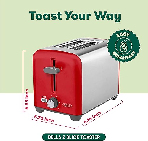 Miniatura 2 de BELLA Tostadora de 2 rebanadas, resultados rápidos y uniformes cada vez, ranuras anchas que se adaptan a cualquier tamaño de pan como bagels o