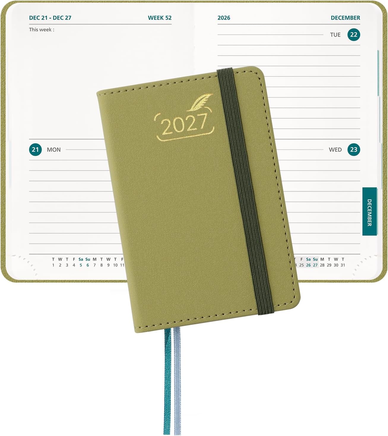 BEZEND Mini Pocket Calendar 2027 Bi-Daily, Weekly Monthly Planner for Purse