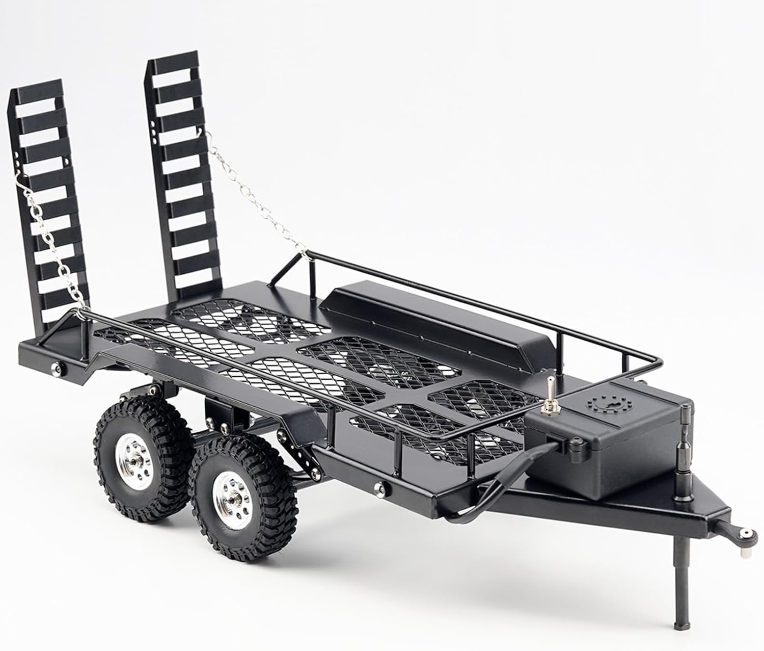 RC Trailer Metal Hitch Mount Trailer with Light Strip for TRX4M Defender Bronco F150 FCX18 SCX24 FCX24 AX24 Etc 1/18 1/24 RC Crawler Car,RC Trucks with Trailers Upgrades Accessories