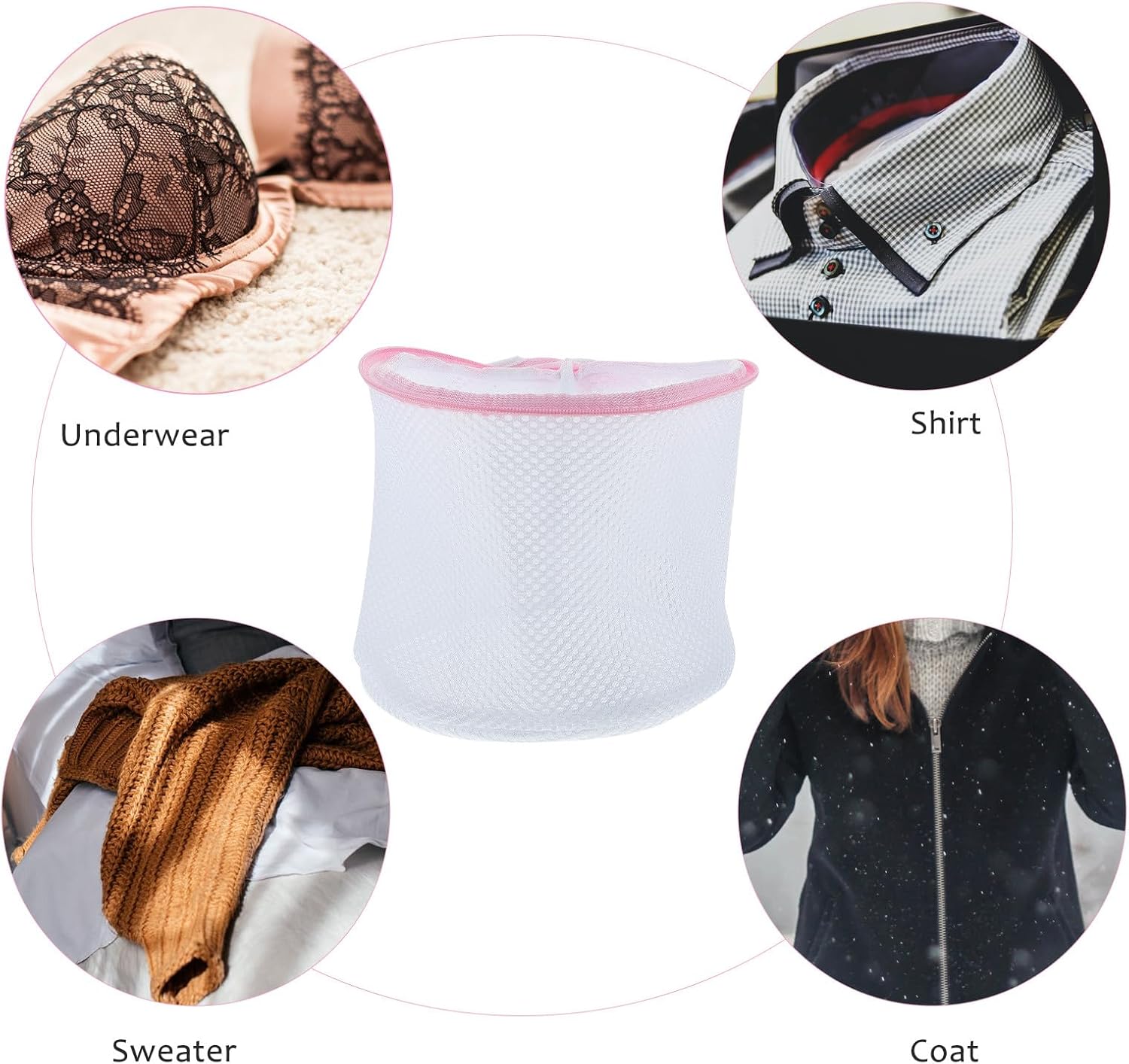 YARNOW 7pcs Pink Mesh Laundry Bags Bra Washing Pouch Bag Reusable Anti-deformation Washing Machine for Underwear Travel and Home Use