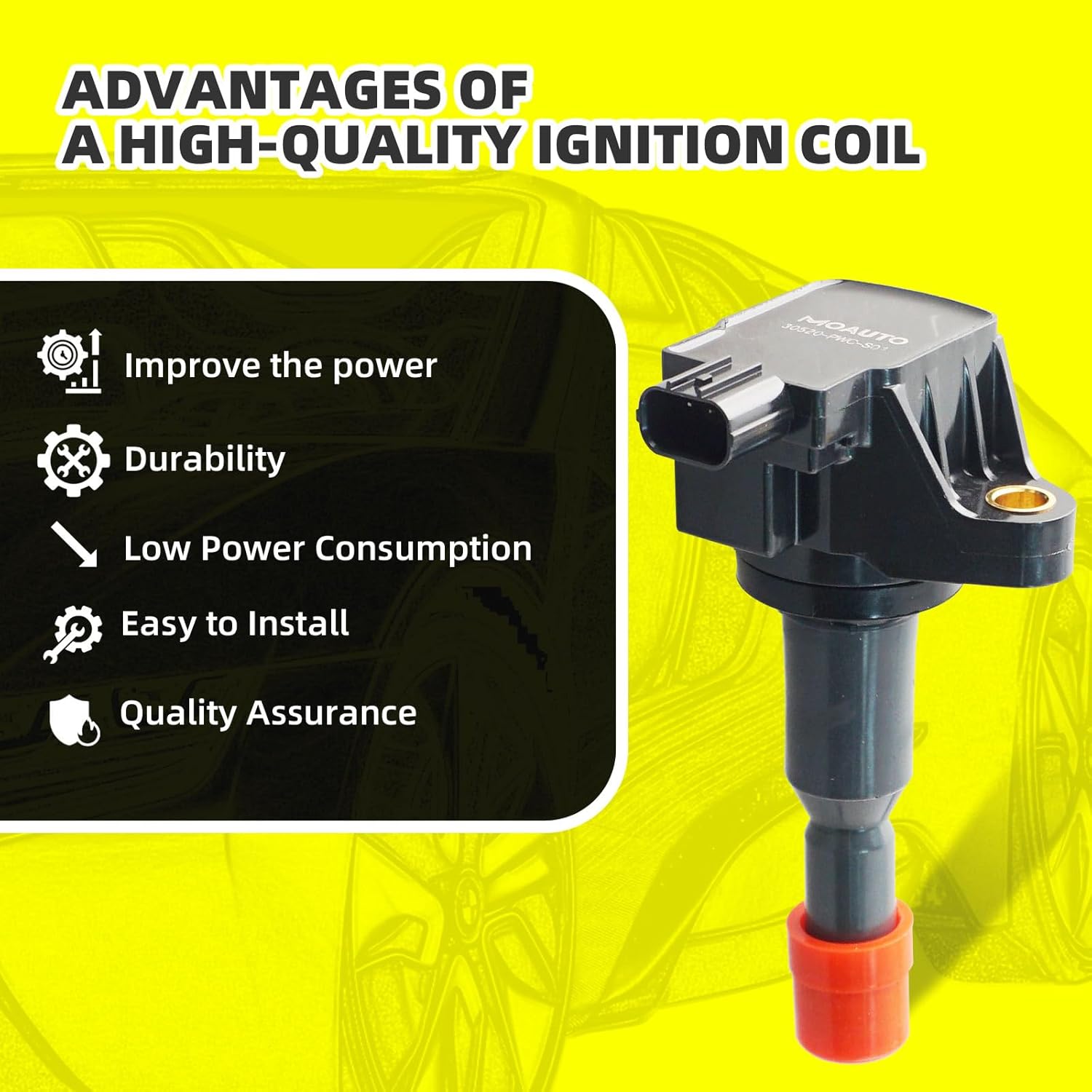 Set of 4 Ignition Coils Pack 30520-PWC-S01 UF581 & 4 PCS Iridium Spark Plugs Compatible with Honda Fit 2007-2008 1.5L L4