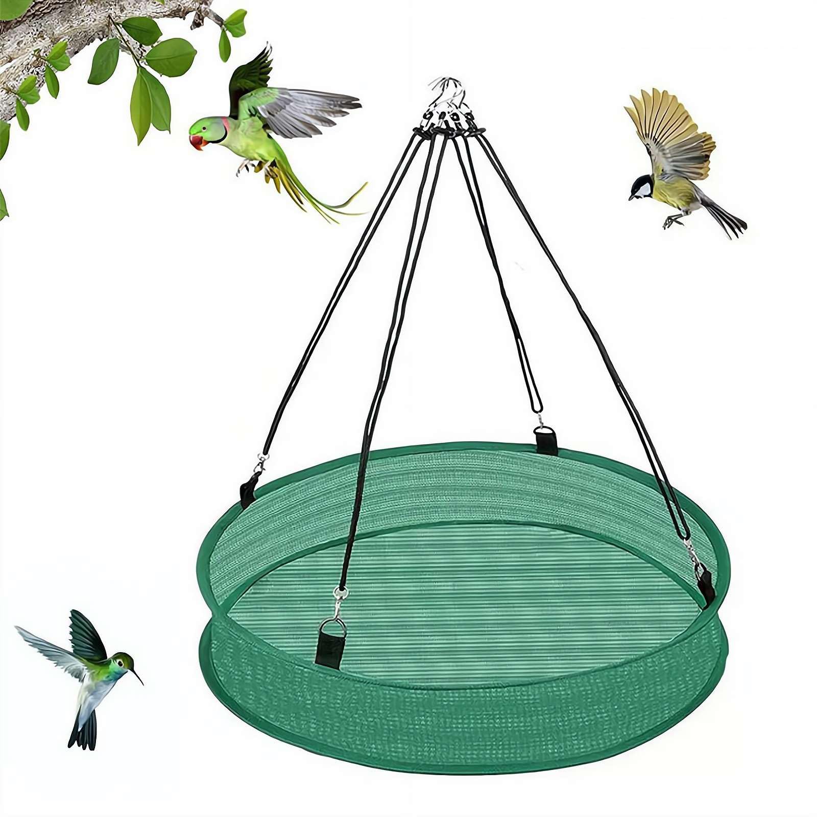 Bird Seed Catcher Tray,Large Diameter Adjustable Hanging Hoop and Platform,Durable Polyester Ground Protector for Under Hanging Bird Feeders,Spill Proof Easy Clean Garden Feeding Station