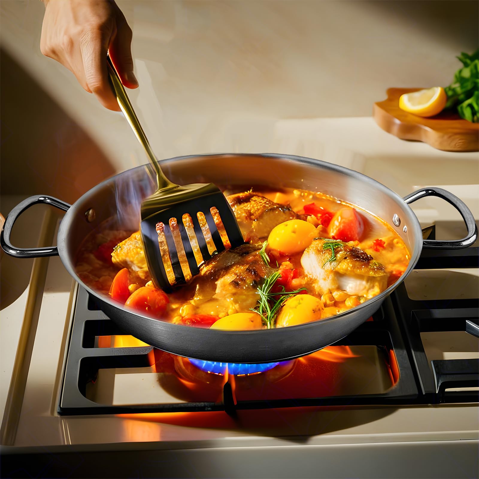 Sicignano | Tegame Ø28 cm, Acciaio Inox 18/10 con Triplo Fondo, per Gas Elettrico Induzione Vetroceramica, Linea Master – Made in Italy – per Ristorazione e Uso Domestico