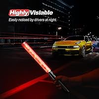 Vista 2 de RoadHero Paquete de 2 varitas de tráfico, bastón de control de tráfico LED de 16 pulgadas, varitas de luz de seguridad con 2 modos intermitentes