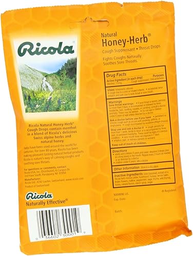 Miniatura 2 de Ricola Gotas supresoras de la tos para la garganta, miel y hierba, 24 gotas (paquete de 12)