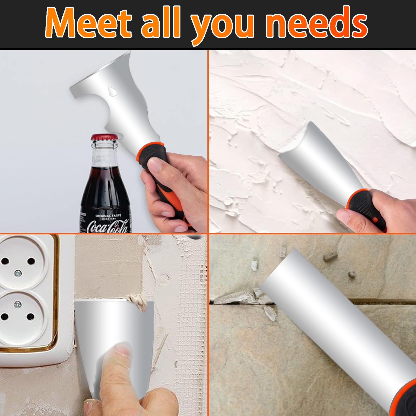 10 pezzi Raschietto per vernice, Set di spatole per stucco multi-misura in acciaio inossidabile per raschiare la vernice, rimuovere stucco o carta da parati, riparare ammaccature e crepe nell